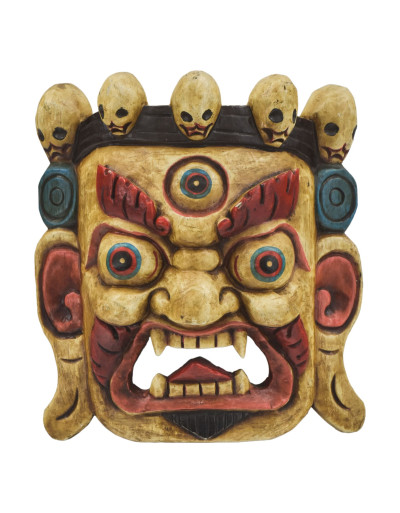 Drevená maska, Bhairab, ručne maľovaný, 29cm