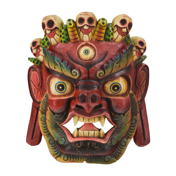 Drevená maska, Bhairab, ručne maľovaný, 31cm