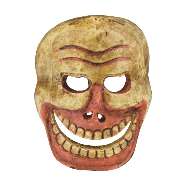 Drevená maska, "Laughing Scull", ručne maľovaná, 25cm