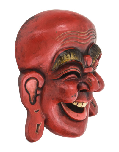 Drevená maska, smejúca sa Budha, ručne maľovaný, 25cm