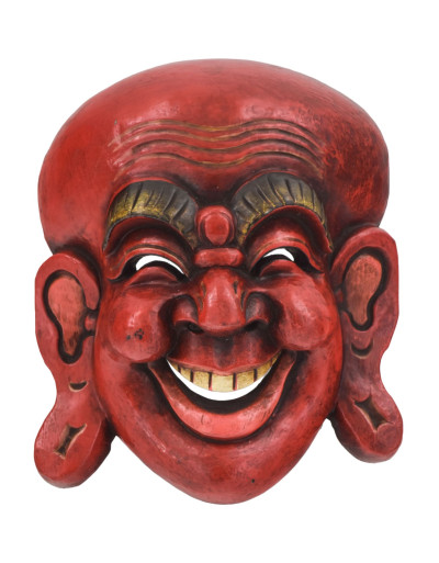 Drevená maska, smejúca sa Budha, ručne maľovaný, 25cm