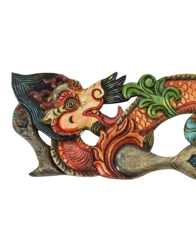 Drevená dekorácia, "Dva draci", 2ks, ručne maľovaní, 53x16cm