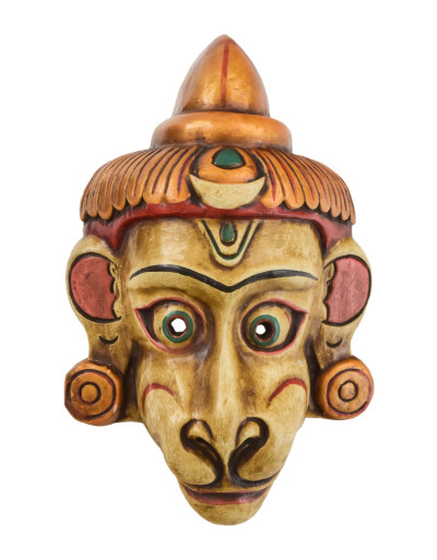 Drevená maska, Hanuman, ručne maľovaná, 29cm