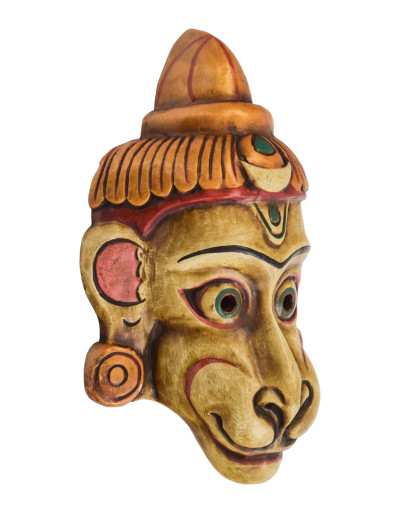 Drevená maska, Hanuman, ručne maľovaná, 29cm