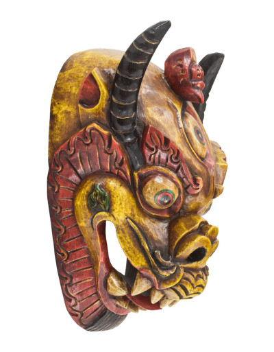 Drak, drevená maska, ručne maľovaná, 43cm