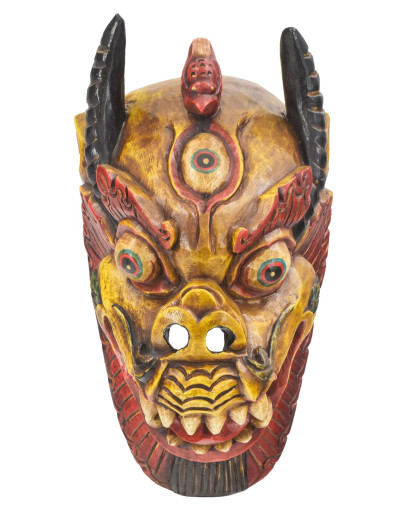 Drak, drevená maska, ručne maľovaná, 43cm