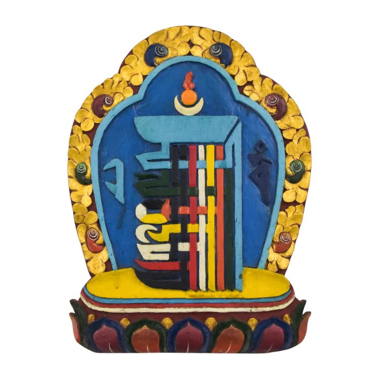 Drevený panel s Kálačakrou, ručne maľovaný, 38cm