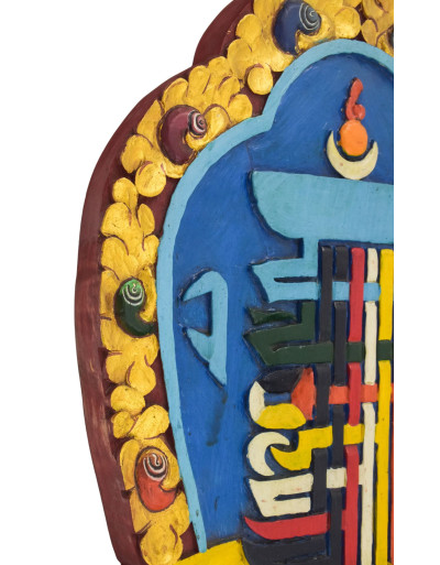 Drevený panel s Kálačakrou, ručne maľovaný, 38cm