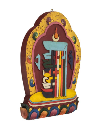 Drevený panel s Kálačakrou, ručne maľovaný, 38cm