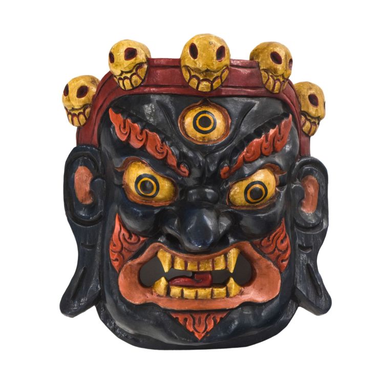 Drevená maska, Bhairab, ručne maľovaný, 29cm