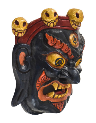 Drevená maska, Bhairab, ručne maľovaný, 29cm