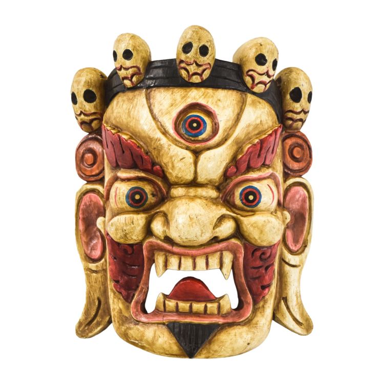 Drevená maska, Bhairab, ručne maľovaný, 32cm