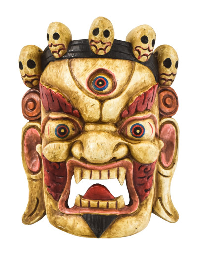Drevená maska, Bhairab, ručne maľovaný, 32cm