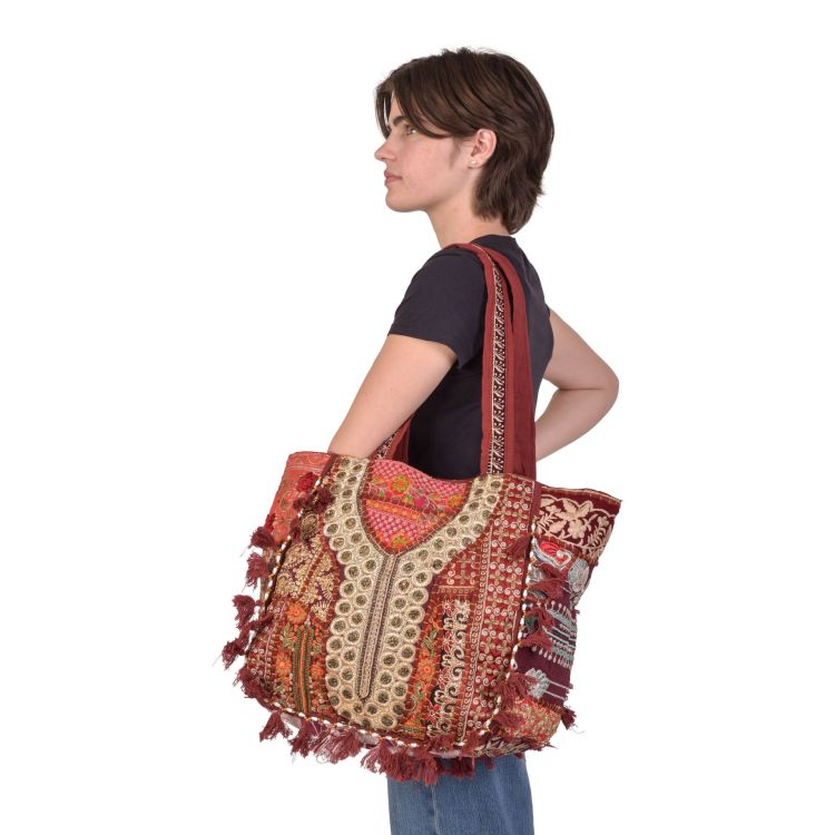 Unikátna boho taška z Gudžarátu, na zips, 50x40cm