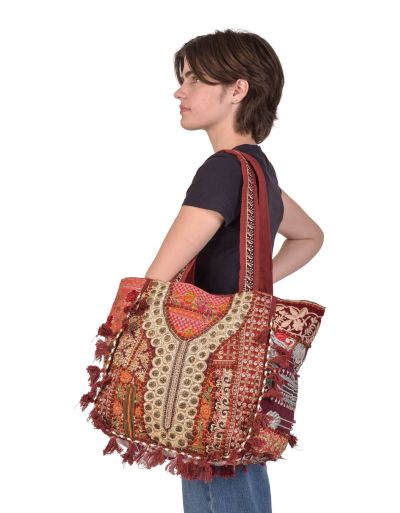 Unikátna boho taška z Gudžarátu, na zips, 50x40cm