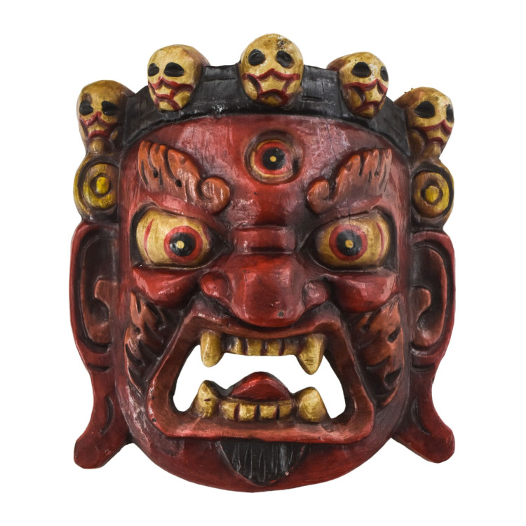 Drevená maska, Bhairab, ručne maľovaný, 20cm