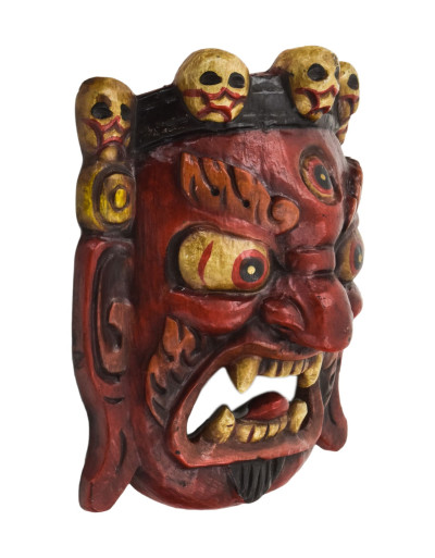 Drevená maska, Bhairab, ručne maľovaný, 20cm
