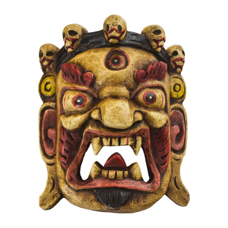 Drevená maska, Bhairab, ručne maľovaný, 20cm