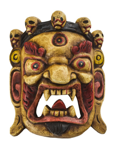 Drevená maska, Bhairab, ručne maľovaný, 20cm
