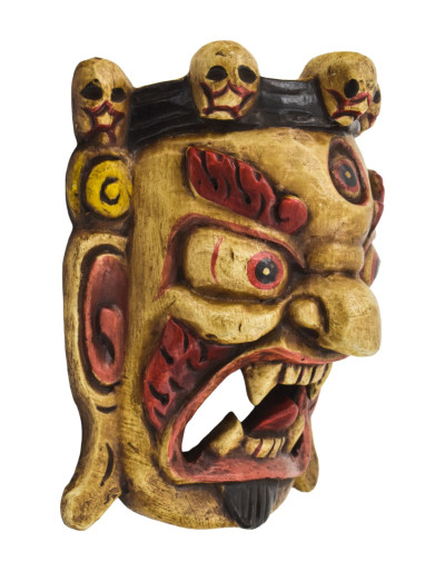 Drevená maska, Bhairab, ručne maľovaný, 20cm