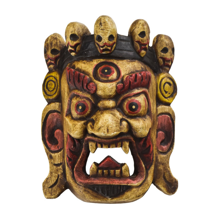 Drevená maska, Bhairab, ručne maľovaný, 20cm