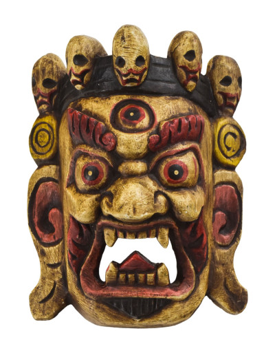 Drevená maska, Bhairab, ručne maľovaný, 20cm