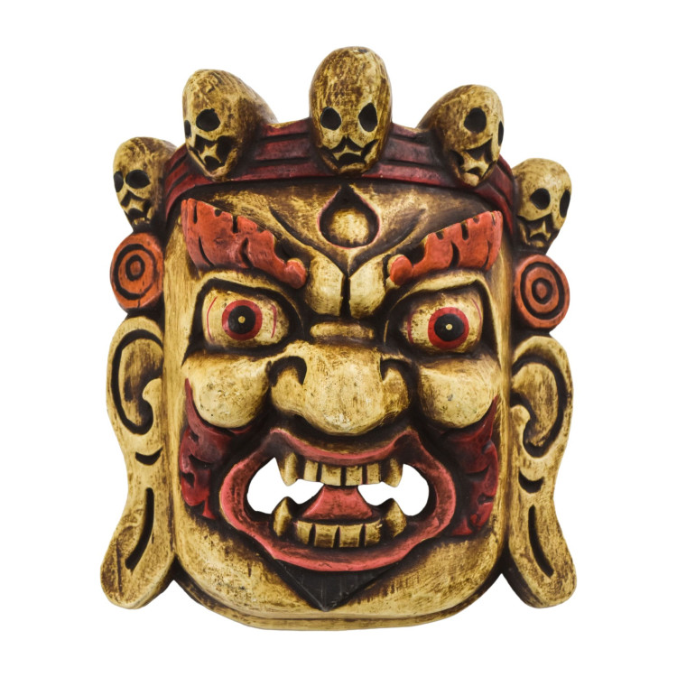 Drevená maska, Bhairab, ručne maľovaný, 20cm