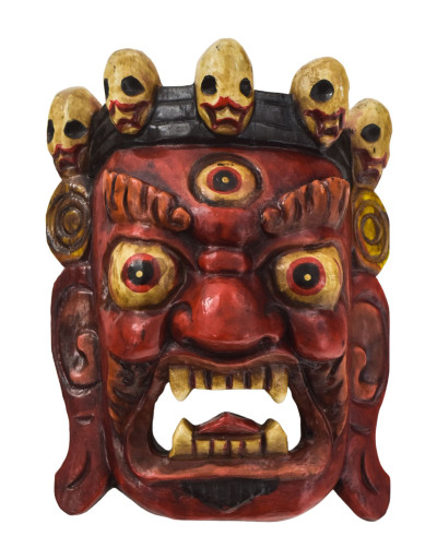 Drevená maska, Bhairab, ručne maľovaný, 20cm