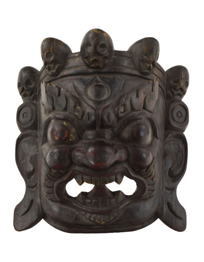 Drevená maska, Bhairab, ručne maľovaný, antik patina, 25cm