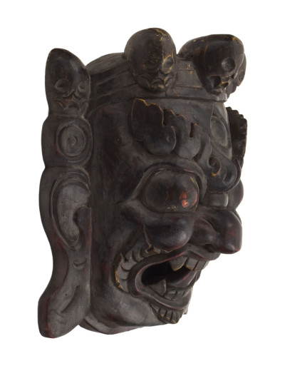 Drevená maska, Bhairab, ručne maľovaný, antik patina, 25cm