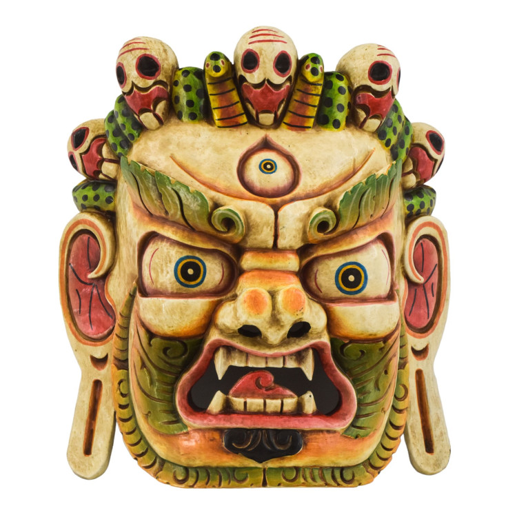 Drevená maska, Bhairab, ručne maľovaný, 31cm
