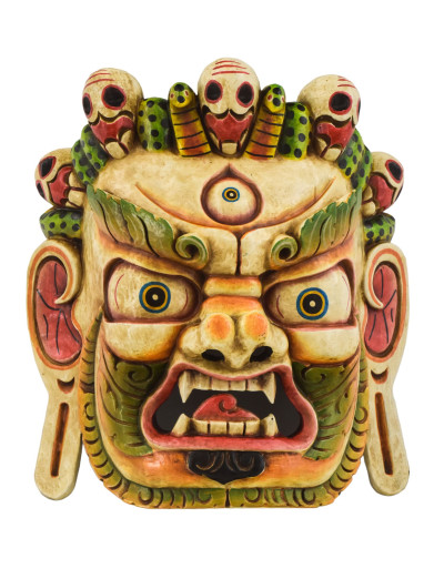 Drevená maska, Bhairab, ručne maľovaný, 31cm