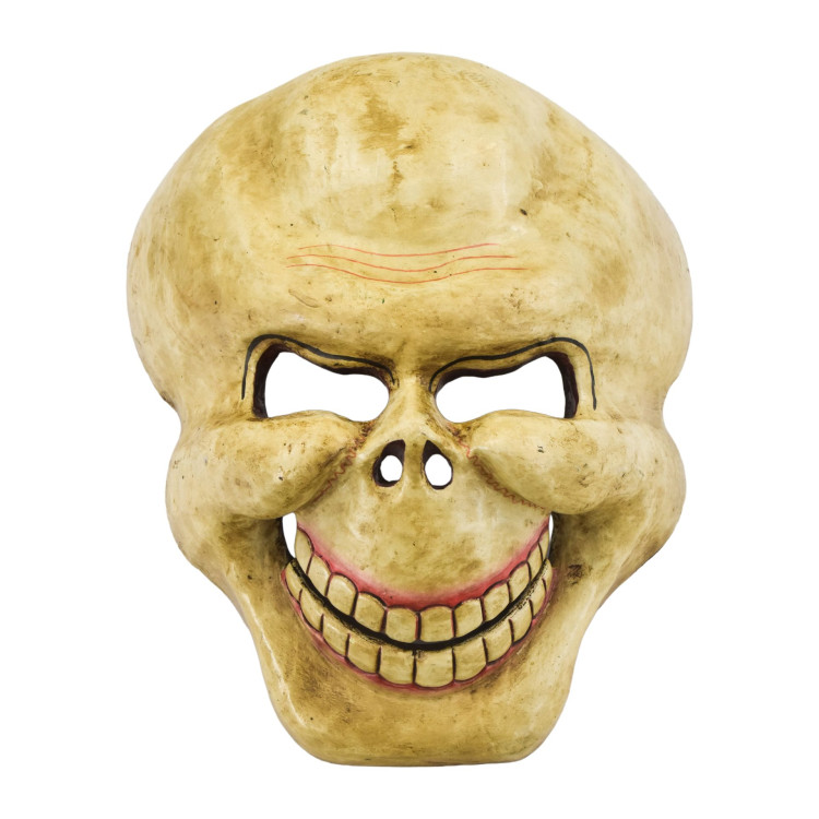 Drevená maska, "Laughing Scull", ručne maľovaná, 32cm