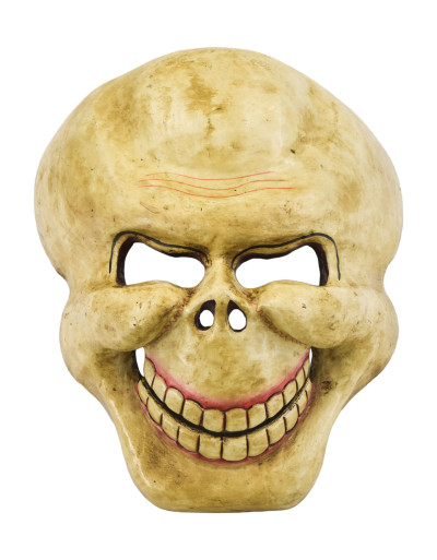 Drevená maska, "Laughing Scull", ručne maľovaná, 32cm