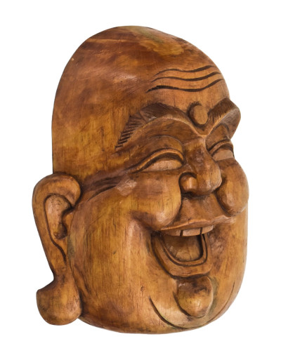 Drevená maska, smejúca sa Budha, 22cm