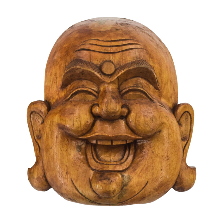 Drevená maska, smejúca sa Budha, 22cm