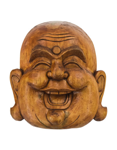 Drevená maska, smejúca sa Budha, 22cm