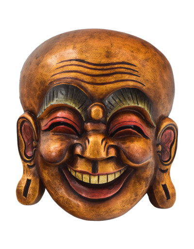 Drevená maska, smejúca sa Budha, ručne maľovaný, 33cm