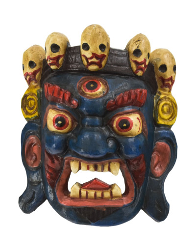 Drevená maska, Bhairab, ručne maľovaný, 20cm