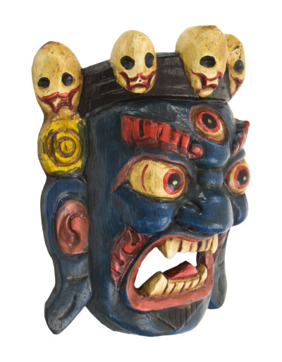 Drevená maska, Bhairab, ručne maľovaný, 20cm