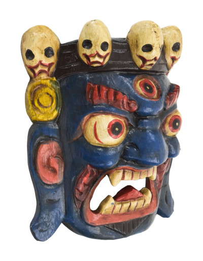 Drevená maska, Bhairab, ručne maľovaný, 20cm