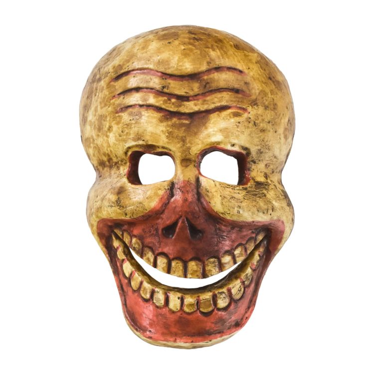 Drevená maska, "Laughing Scull", ručne maľovaná, 27cm