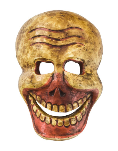 Drevená maska, "Laughing Scull", ručne maľovaná, 27cm