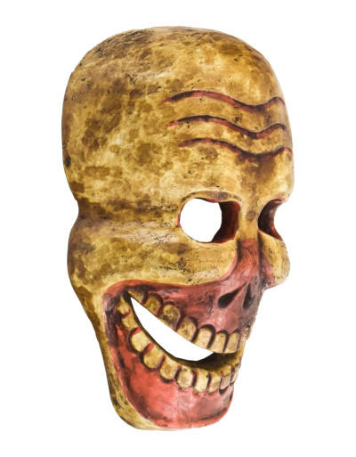 Drevená maska, "Laughing Scull", ručne maľovaná, 27cm