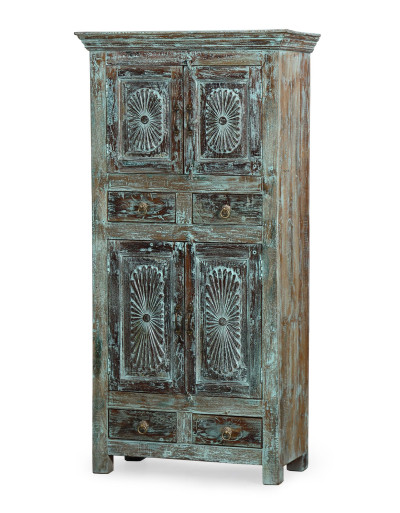 Skriňa z teakového dreva, ručné rezby, 90x40x185cm