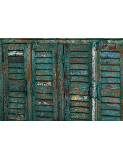 Policová skrinka s lamelovými dvierkami, recyklované drevo, 120x45x90cm