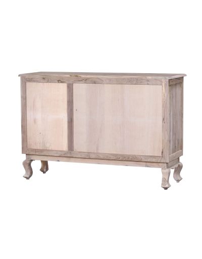 Komoda s vyrezávanými dvierkami a zrkadlom, z teakového dreva, 145x45x99cm