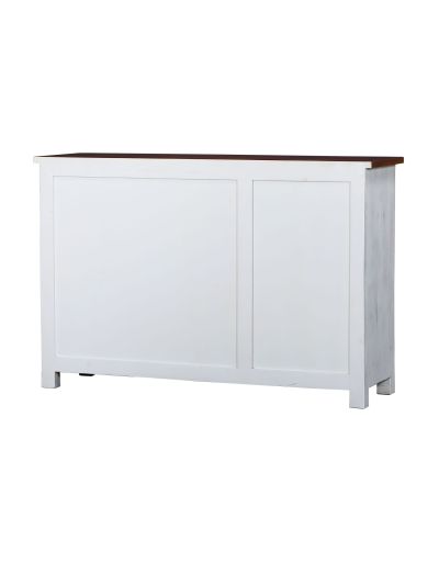 Komoda z mangového dreva, zdobená mosadzným kovaním, 146x43x97cm