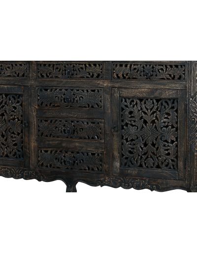 Komoda s vyrezávanými dvierkami, z mangového dreva, 168x51x90cm