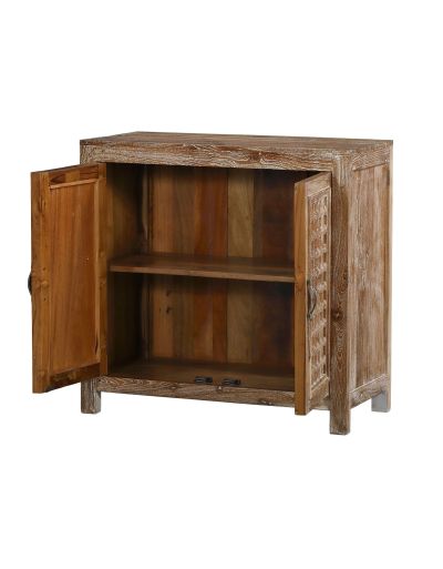 Komoda s vyrezávanými dvierkami, z teakového dreva, 92x45x90cm